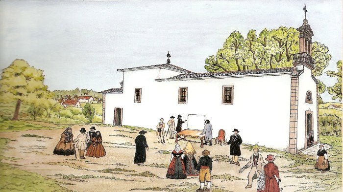 23 de novembro de 1837 no adro de San Xiao de Narón. Ilustración de Eva Merlán.
